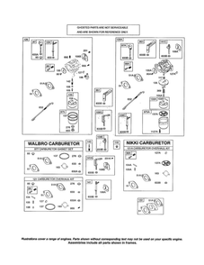 Carburetor Diagram and Parts List for 204412-0163-01  Briggs and Stratton Engine